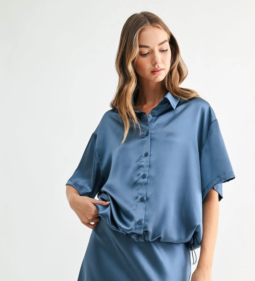 Janine Satin Top Midnight
