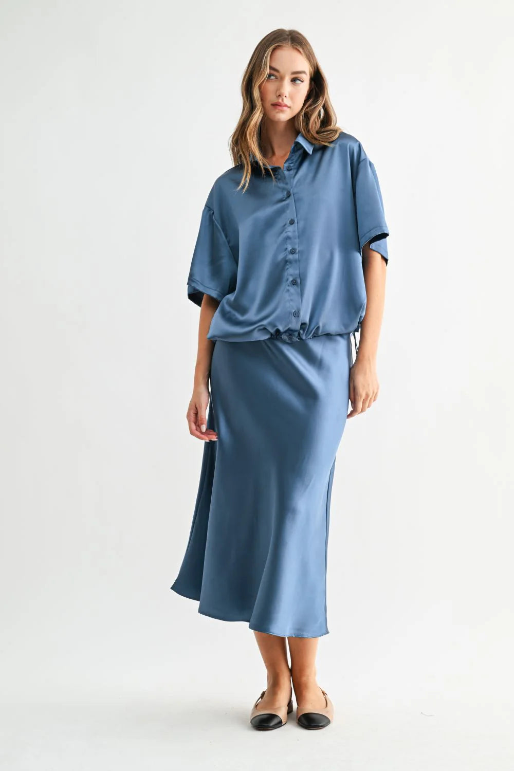Janine Satin Top Midnight