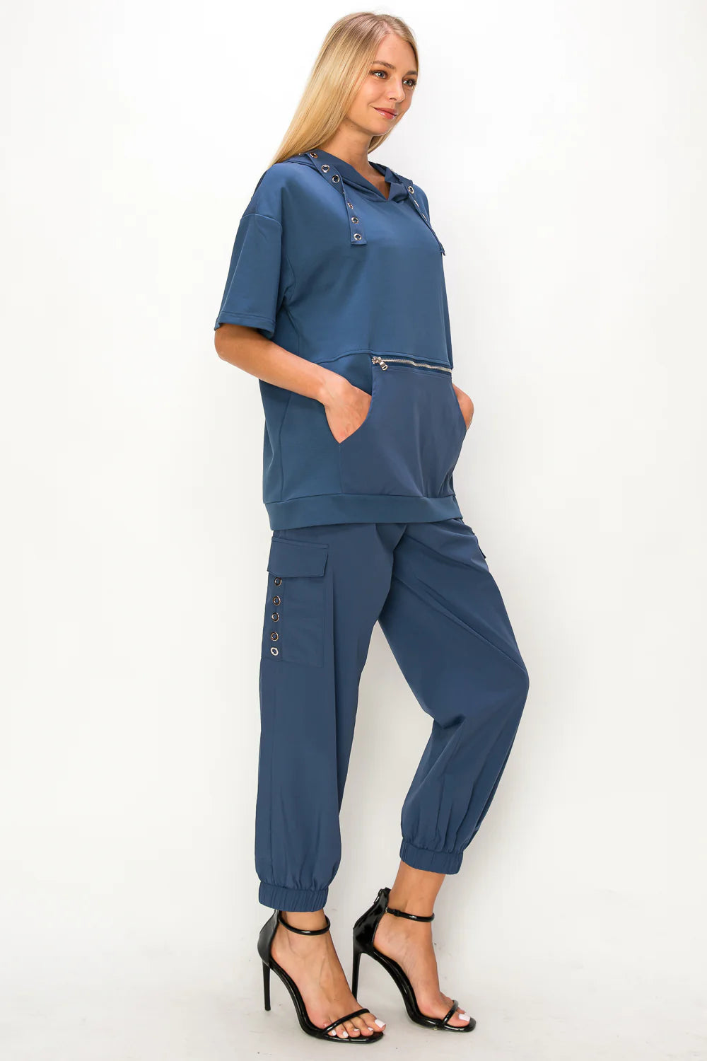 Rosella Stretch Pointe Knit Top And Parachute Pant Set