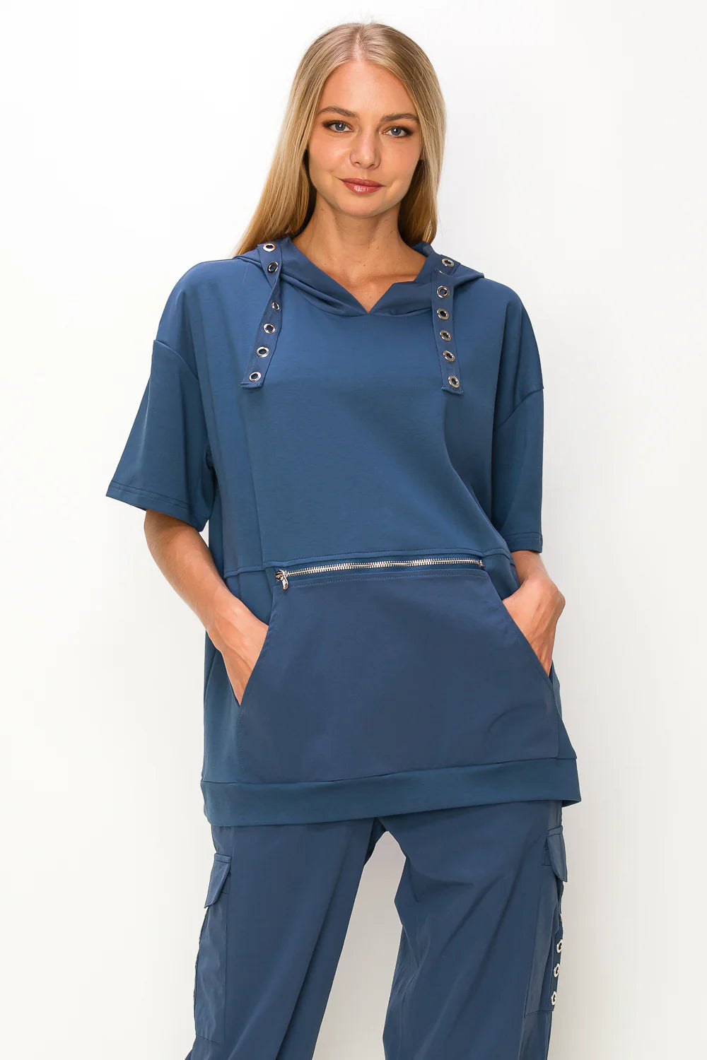 Rosella Stretch Pointe Knit Top And Parachute Pant Set