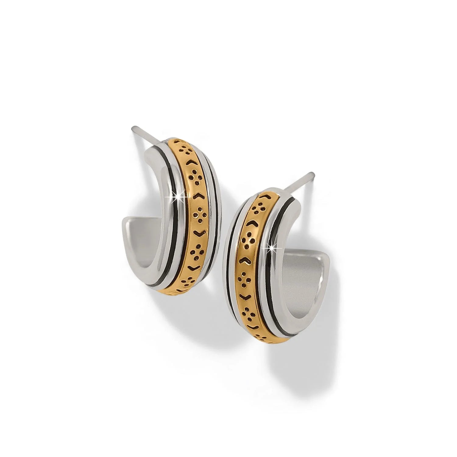 Brighton Mosaic Two Tone Mini Hoop Post Earrings — Accents Boutique, Marble Falls TX