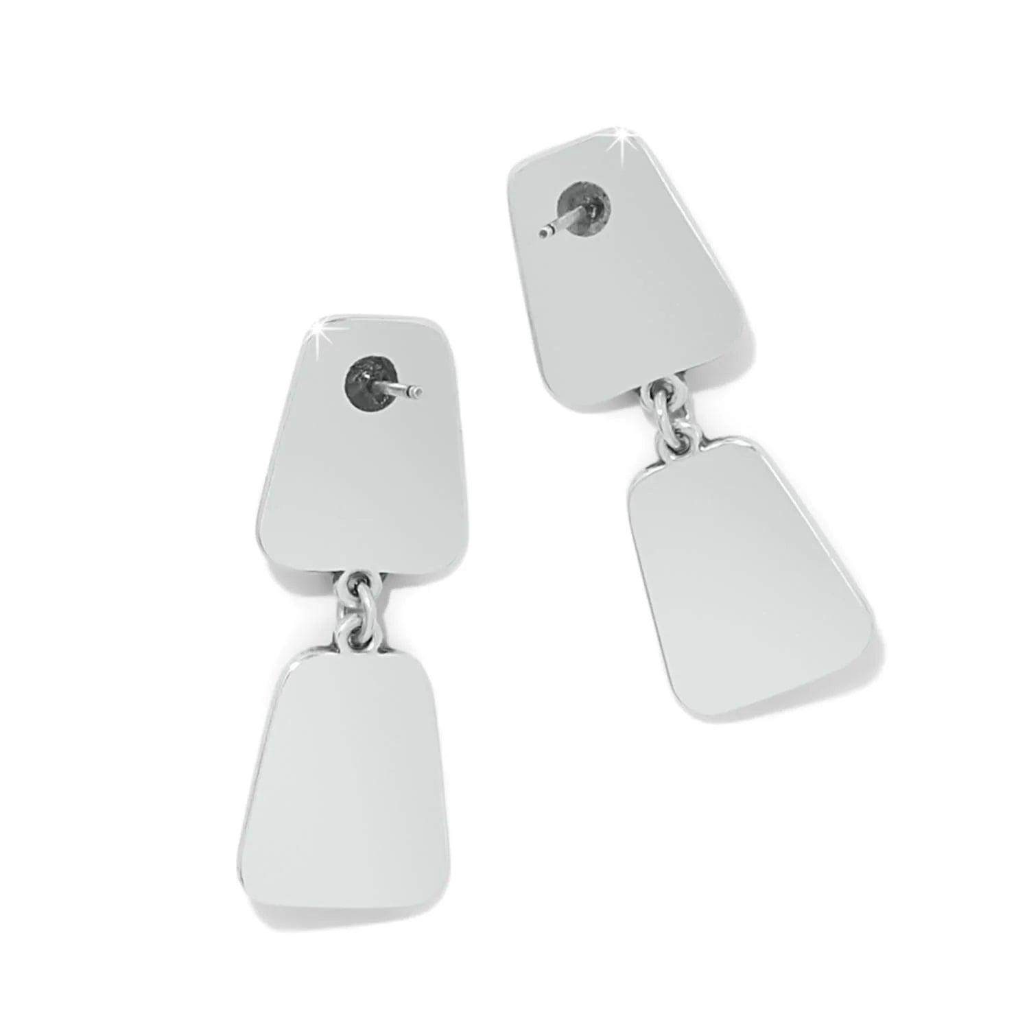 Brighton Pretty Tough Geo Post Silver Drop Earrings