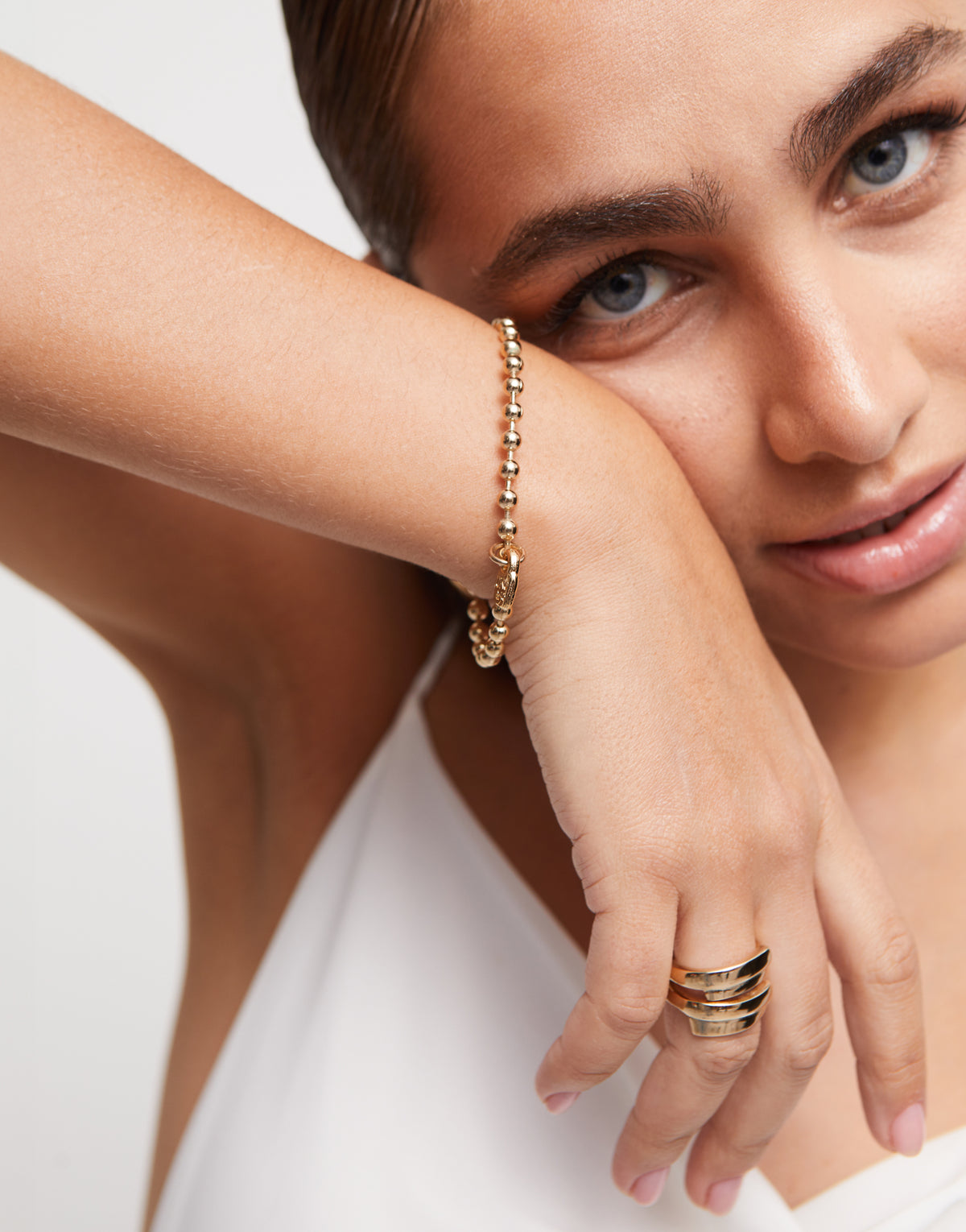 Uno de 50 Emotions silver-plated ball-link bracelet with padlock charm — view 2