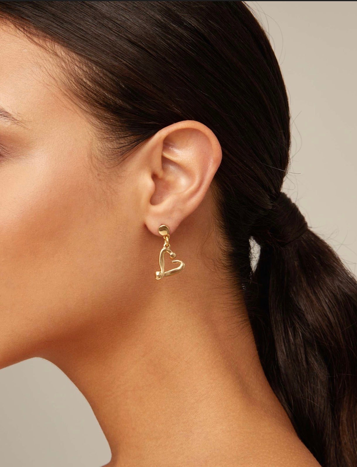 Uno de 50 One Love Heart Drop Earrings in 18k Gold Plated