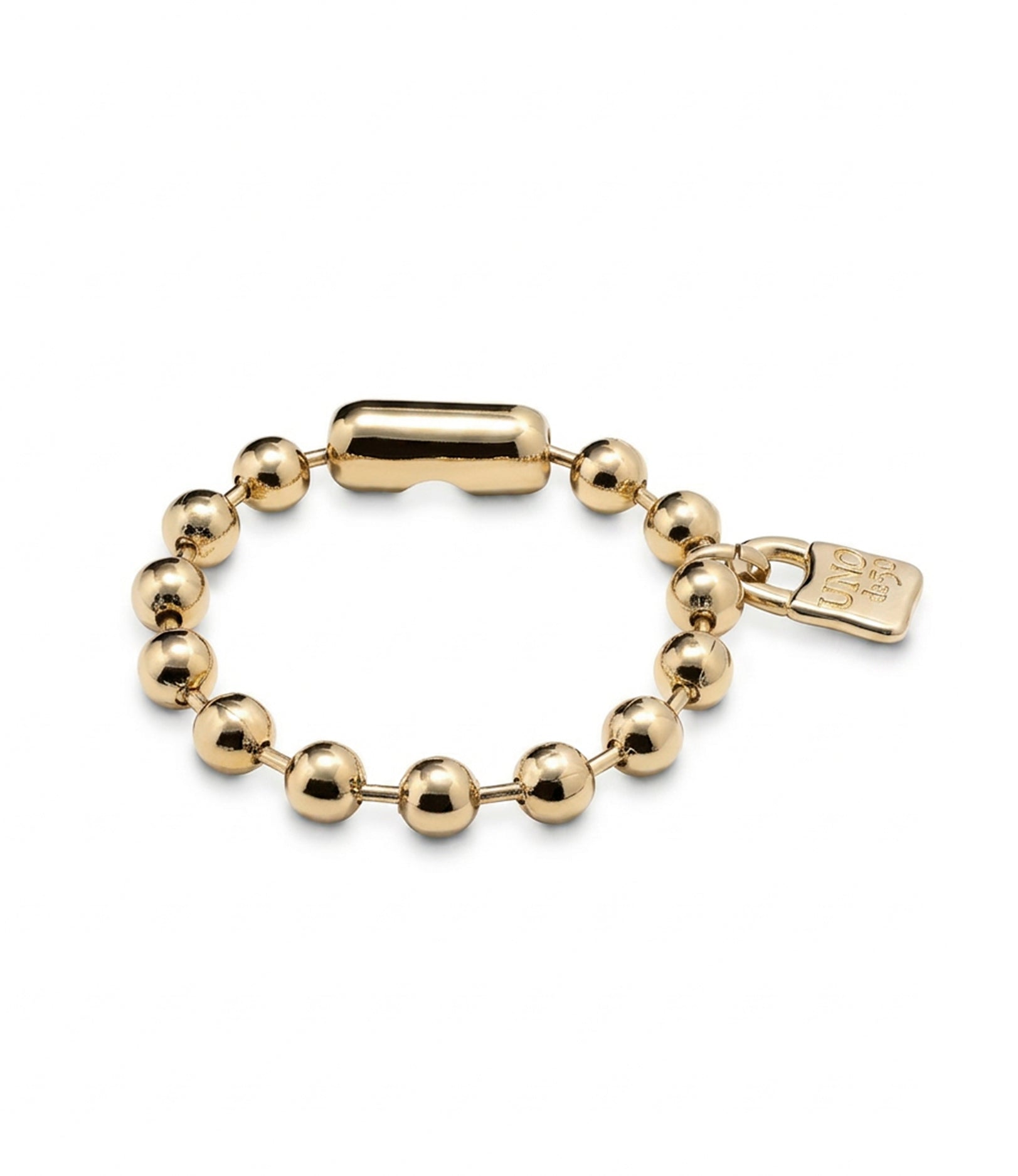 Uno de 50 Snowflake Gold Plated Padlock Classic Beaded Bracelet