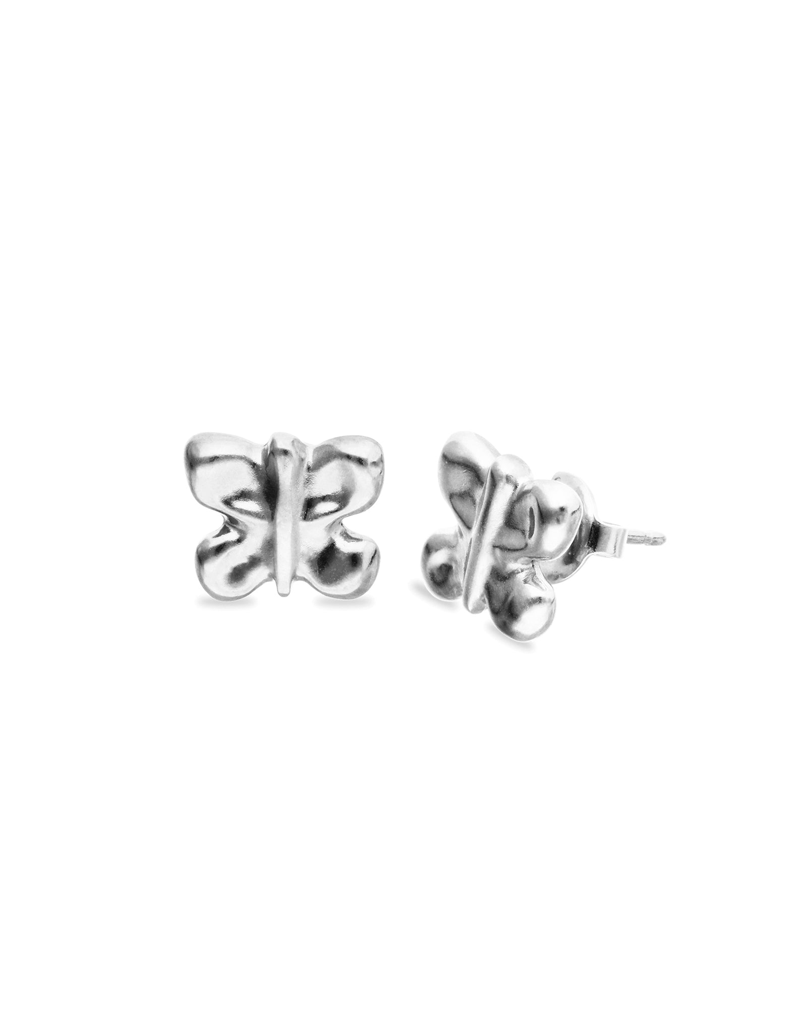 Uno de 50 Small Butterfly Stud Earrings-Silver