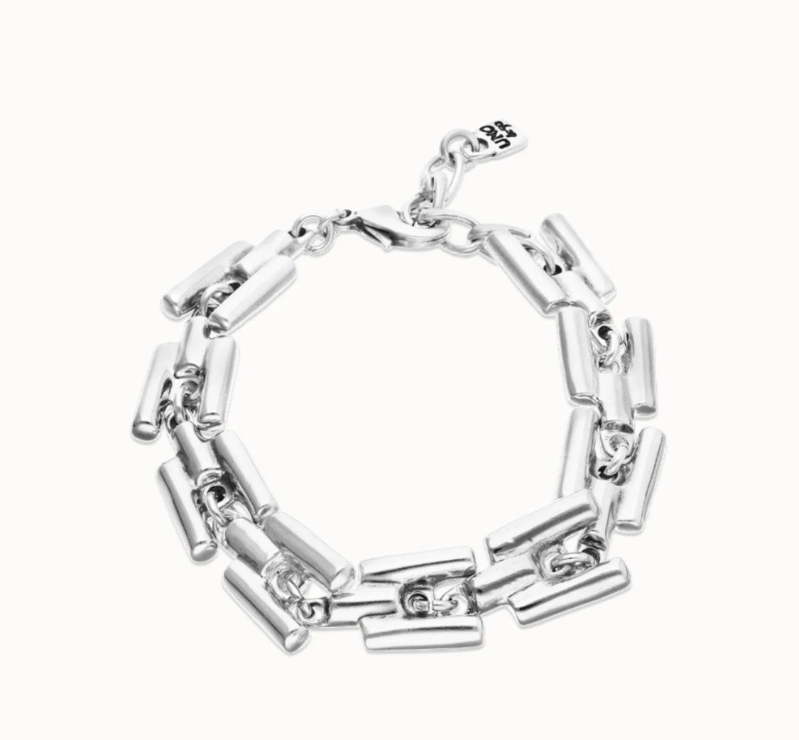 Uno de 50 Silver Square Links Chain Bracelet - Large, Silver