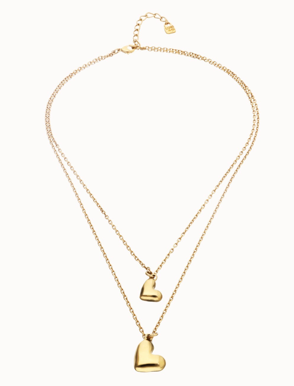 Uno de 50 Multi Strand Chain Necklace With Two Hearts