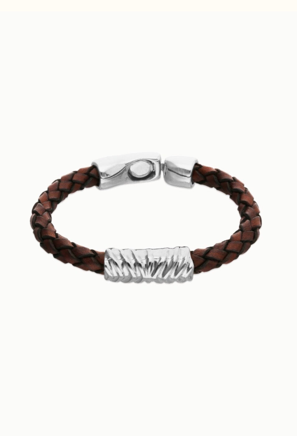 Uno de 50 Brown Braided Leather Bracelet With A Metal Detail