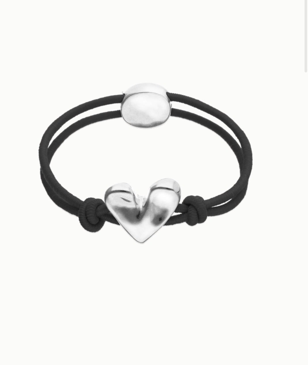 Uno de 50 Black Elastic Thread Bracelet With Heart
