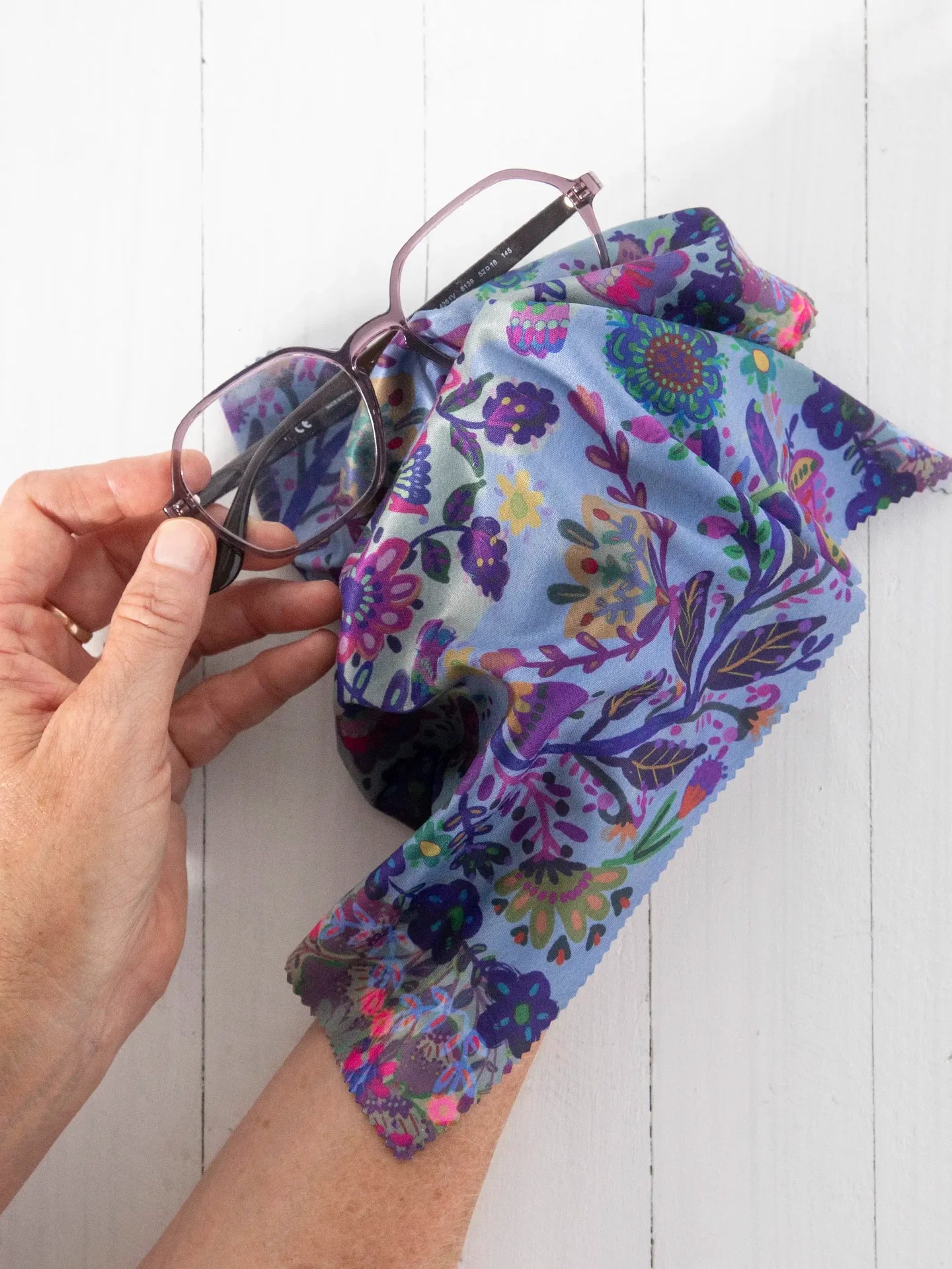 Natural Life eyeglass cleaner cloths, set of 3 in printed microfiber