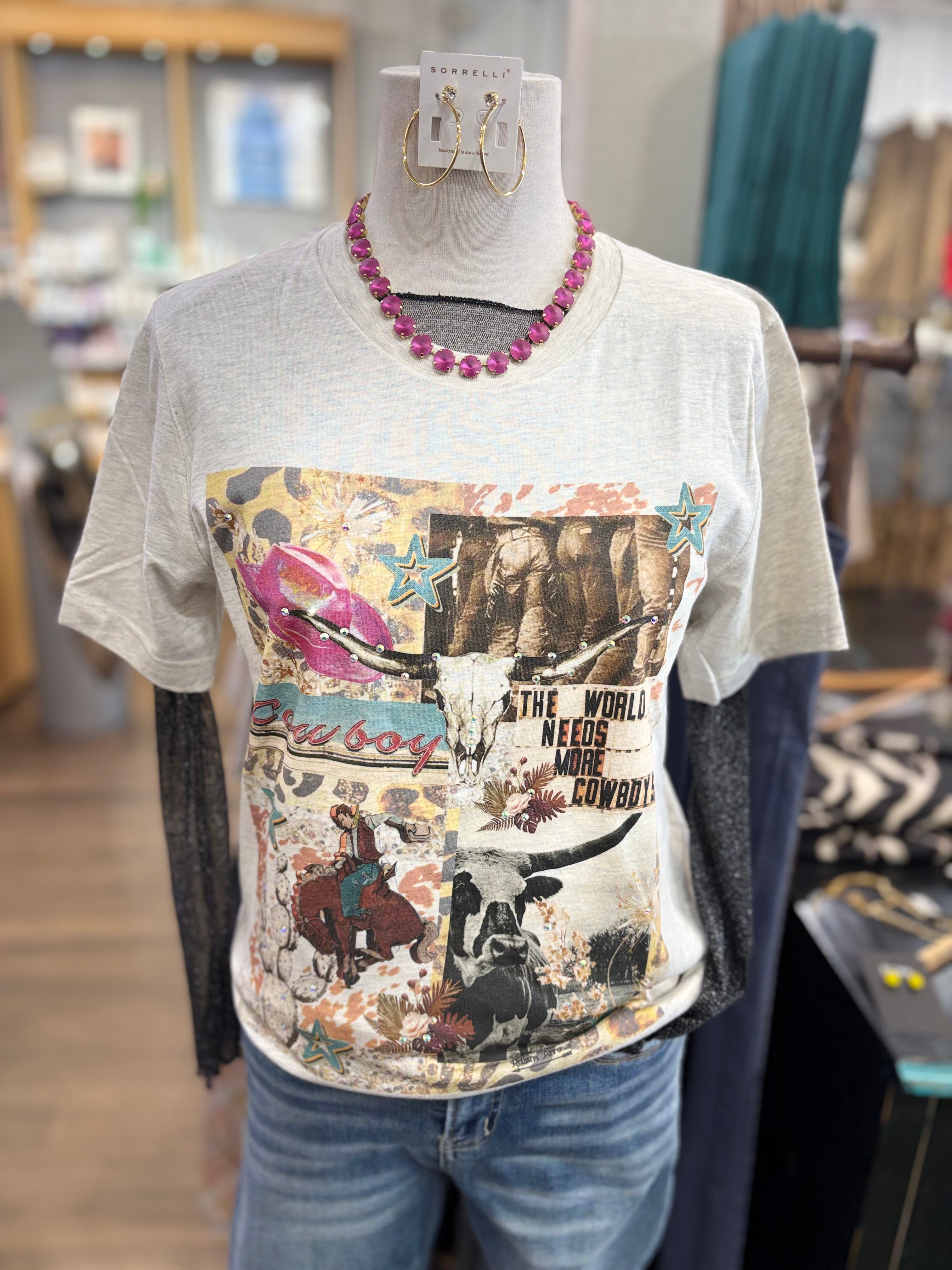 The World Needs More Cowboys Bling Tee