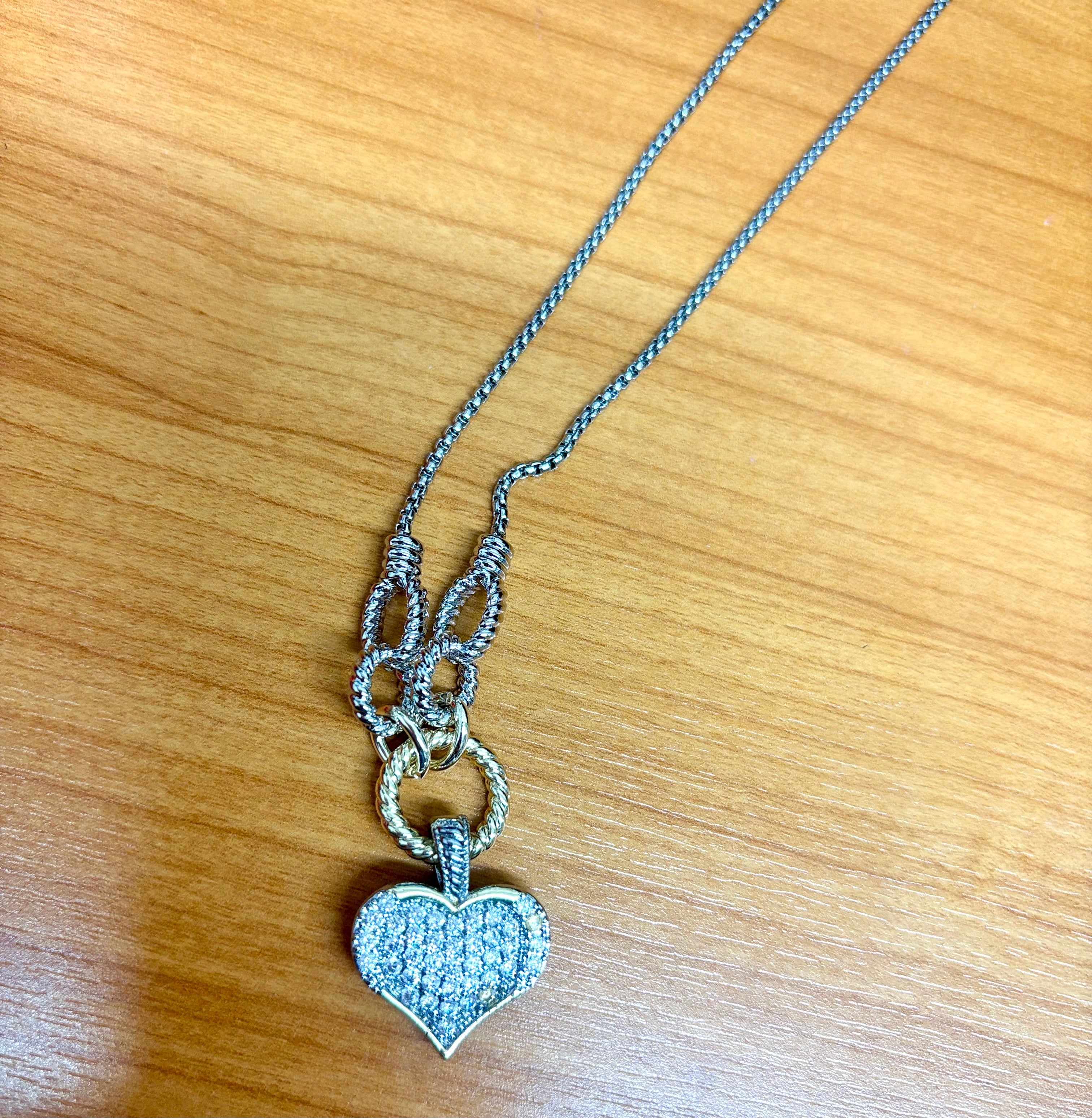 Dual Tone Heart Chain Necklace