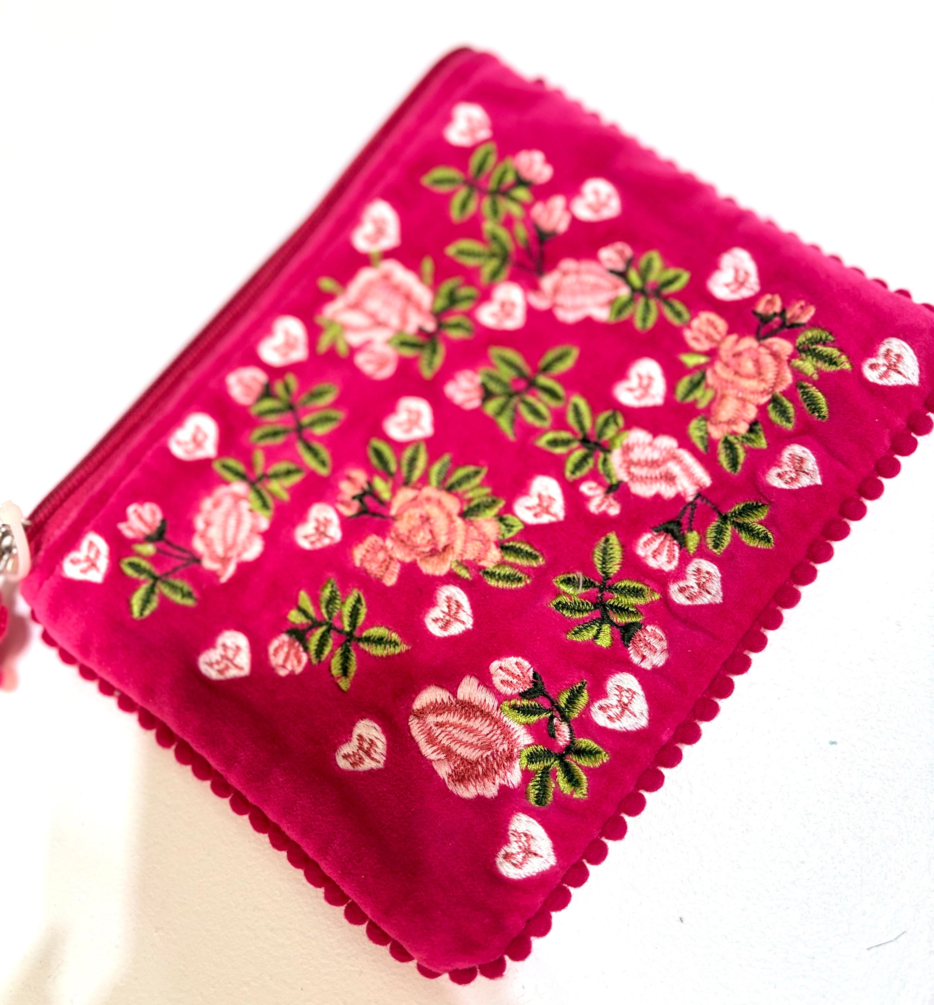 Pink Flower Zipper Pouch