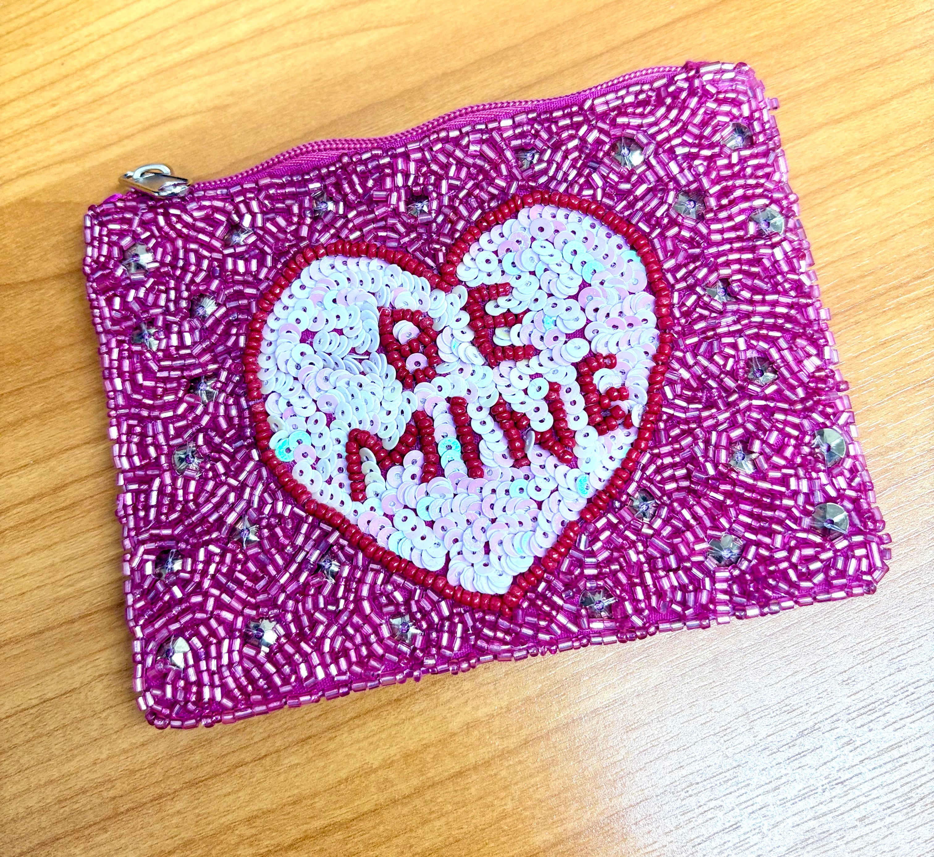 Beaded Coin Zipper Pouch