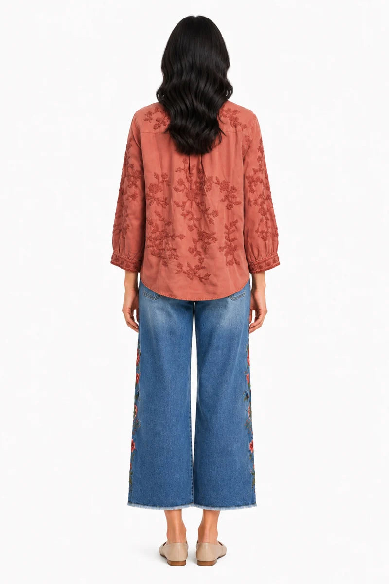 John Mark Denim Embroidered 5-Pocket Denim Jean - Missy