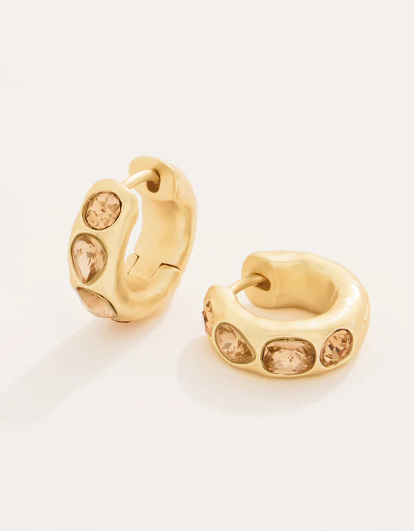 Spartina Manor Gem Hoop Earrings Bronze
