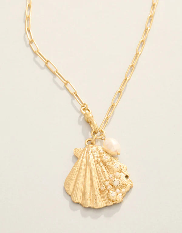 Spartina Scallop Shell Necklace 18" White Opal