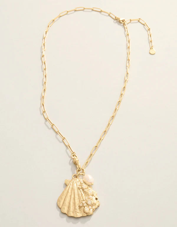 Spartina Scallop Shell Necklace 18" White Opal