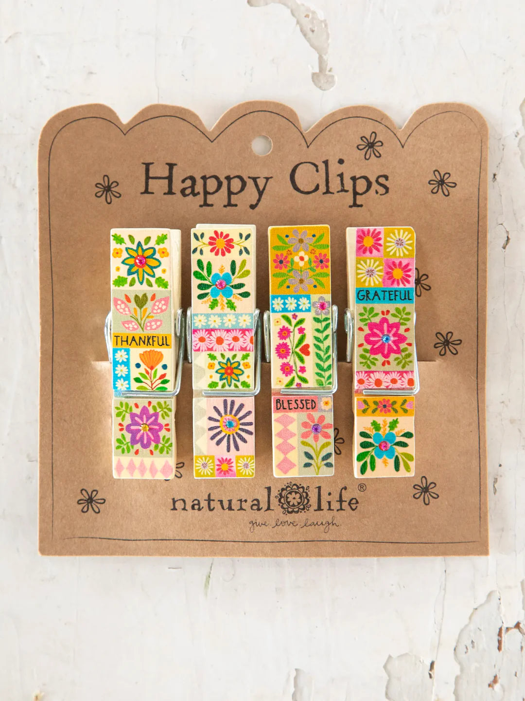 Natural Life Happy Clips, Set of 4