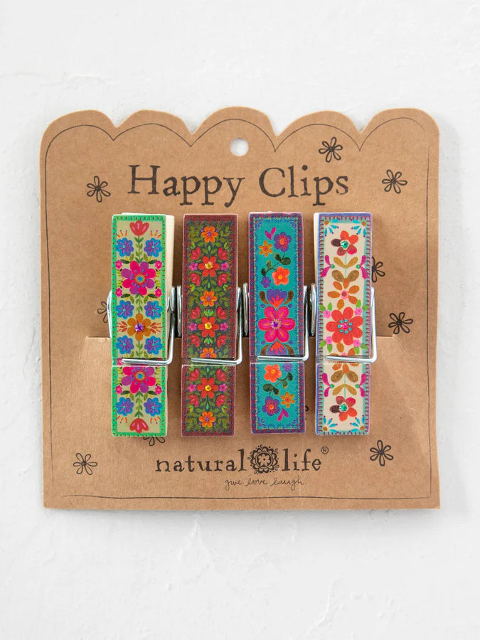Natural Life Happy Clips, Set of 4