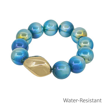 Chunky Colored & Gold Beaded Stretch Bracelet