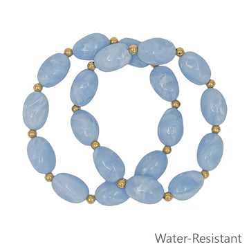 Oval Acrylic & Gold Beaded Stretch Bracelets