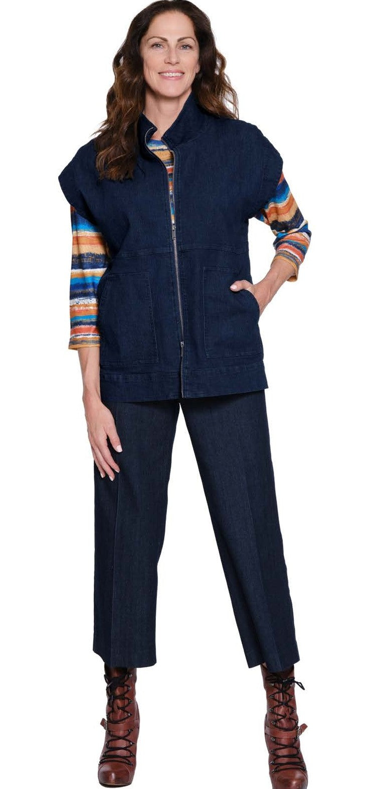 Wide Leg Crop Pant-Dk Denim