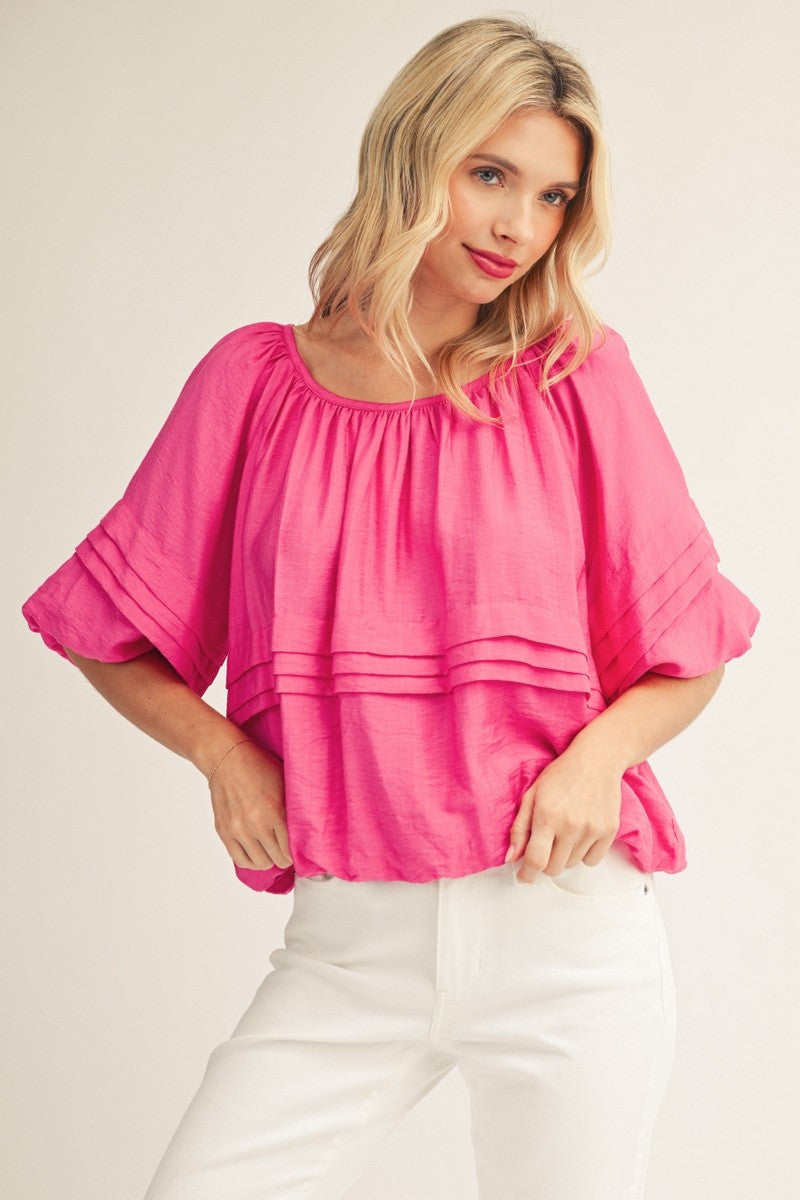 Pleated Peasant Top