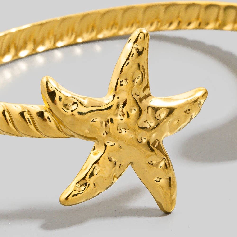 Starfish Sea Shell Open Cuff Bracelet