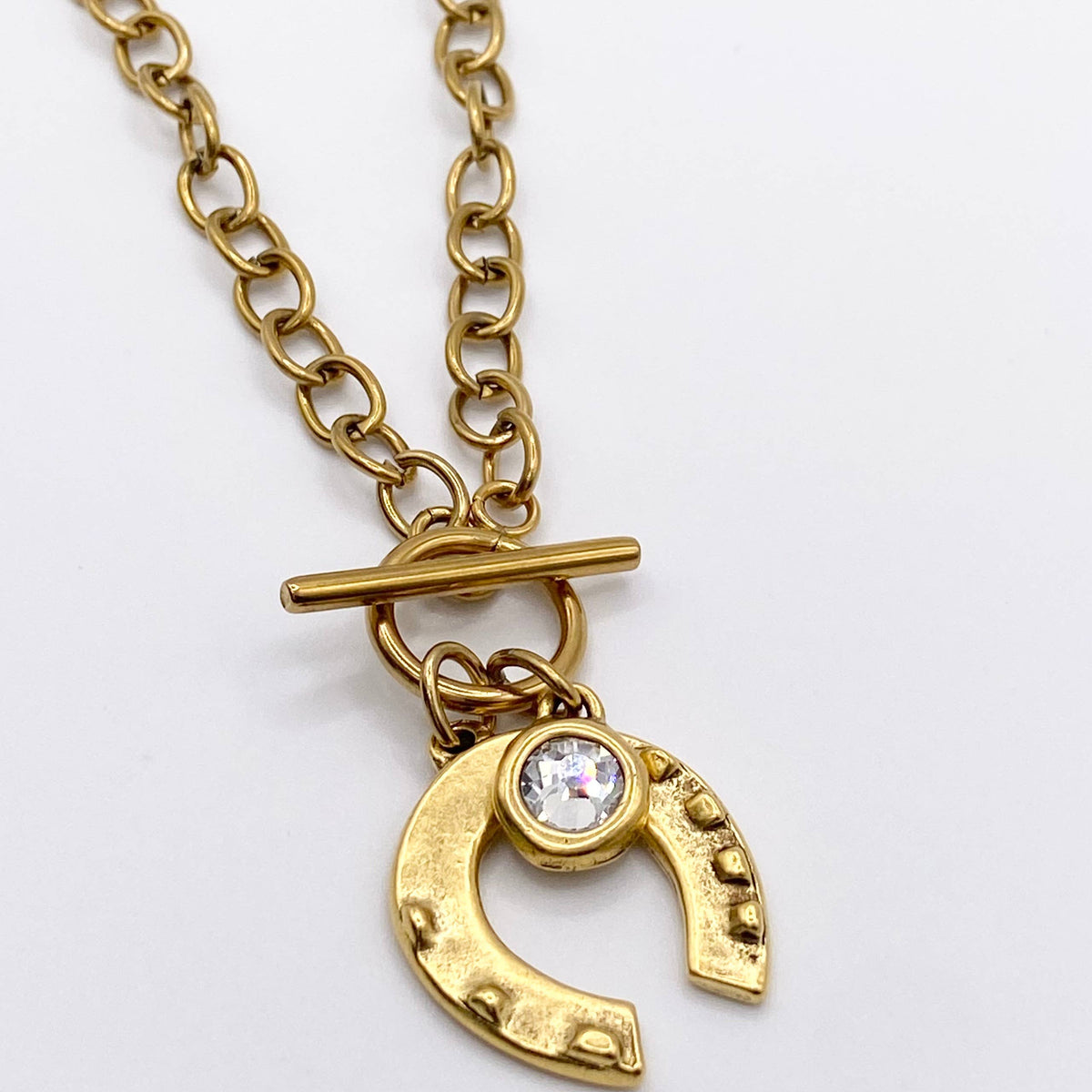 Gold Horseshoe Lucky Fortune Necklace