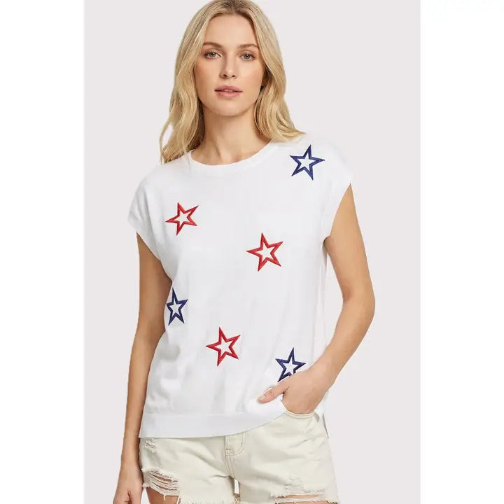 Off White Patriotic Star Sweater