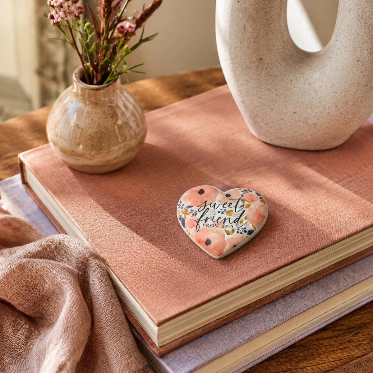 Heart Stone Floral Sweet Friend Pink
