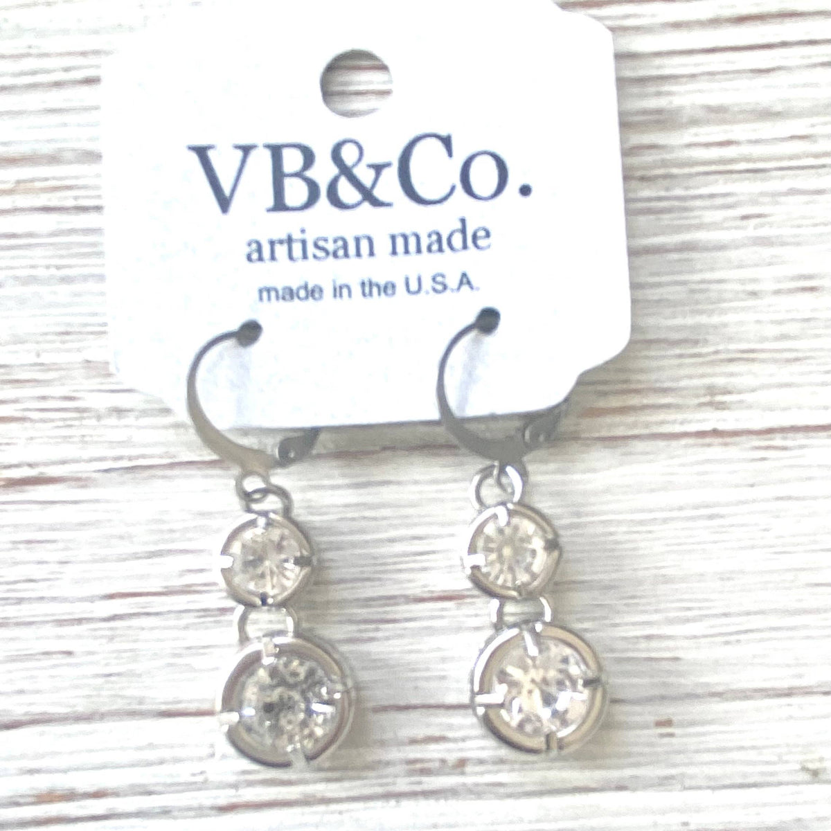 Silver Double Crystal Drop Earrings