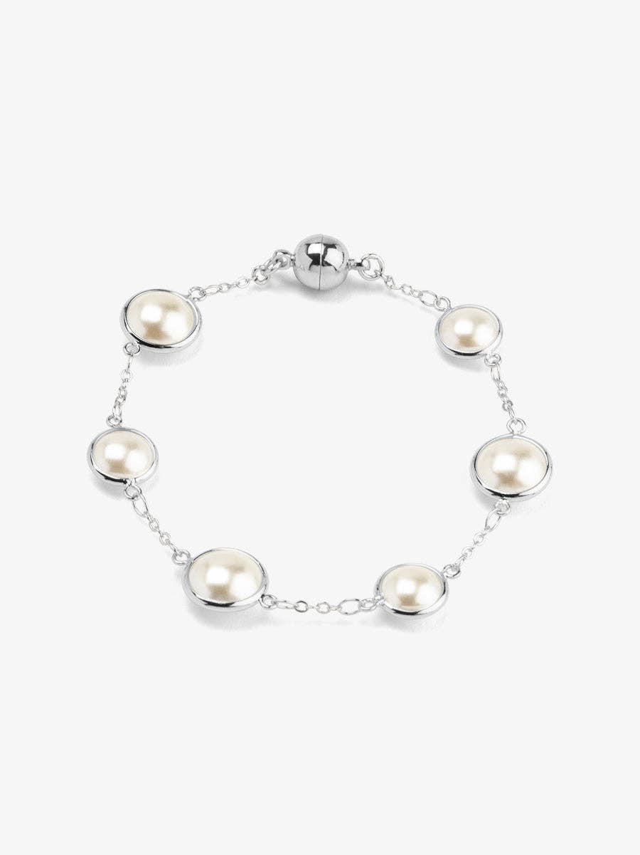 Half Pearl and Chain Magnet Bracelet