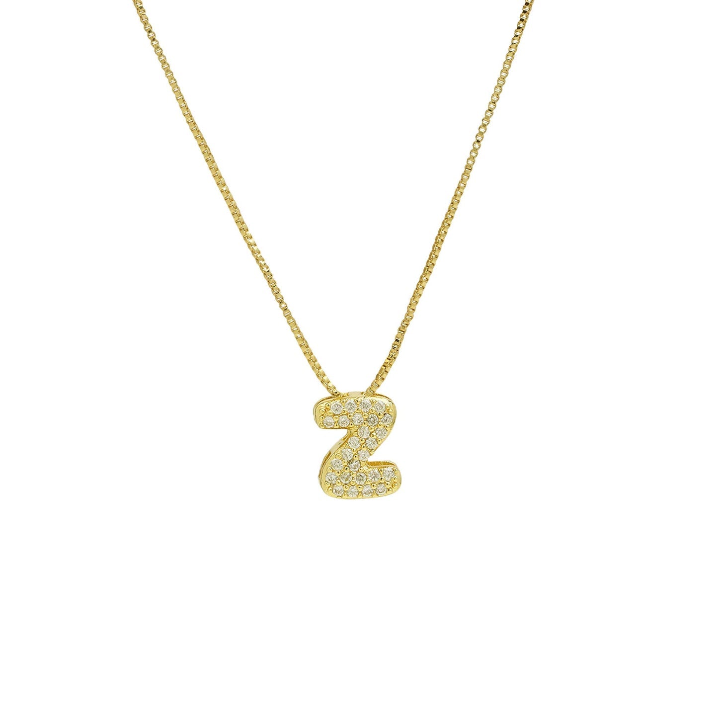 Bling Small Necklace Initial Charm