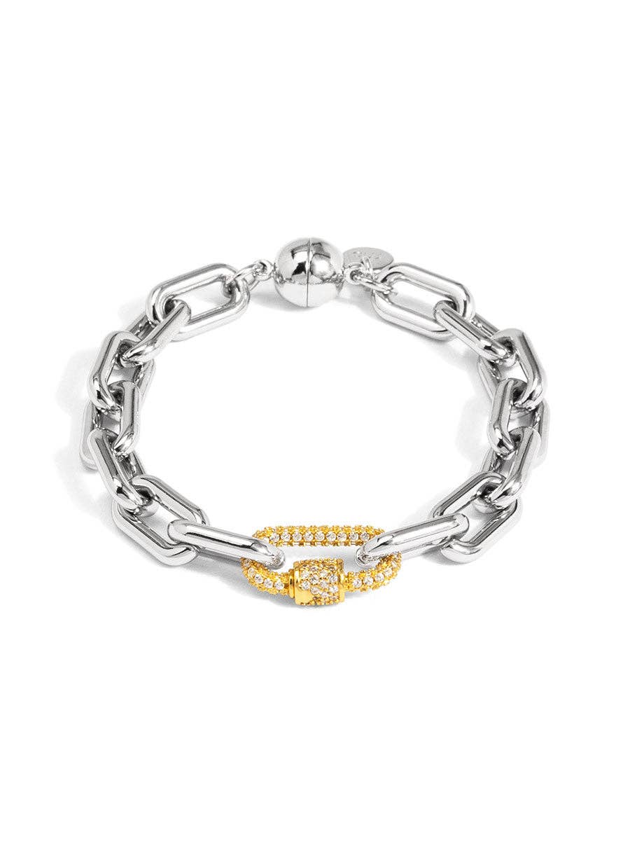 Two-Tone Carabiner Link Magnet Bracelet