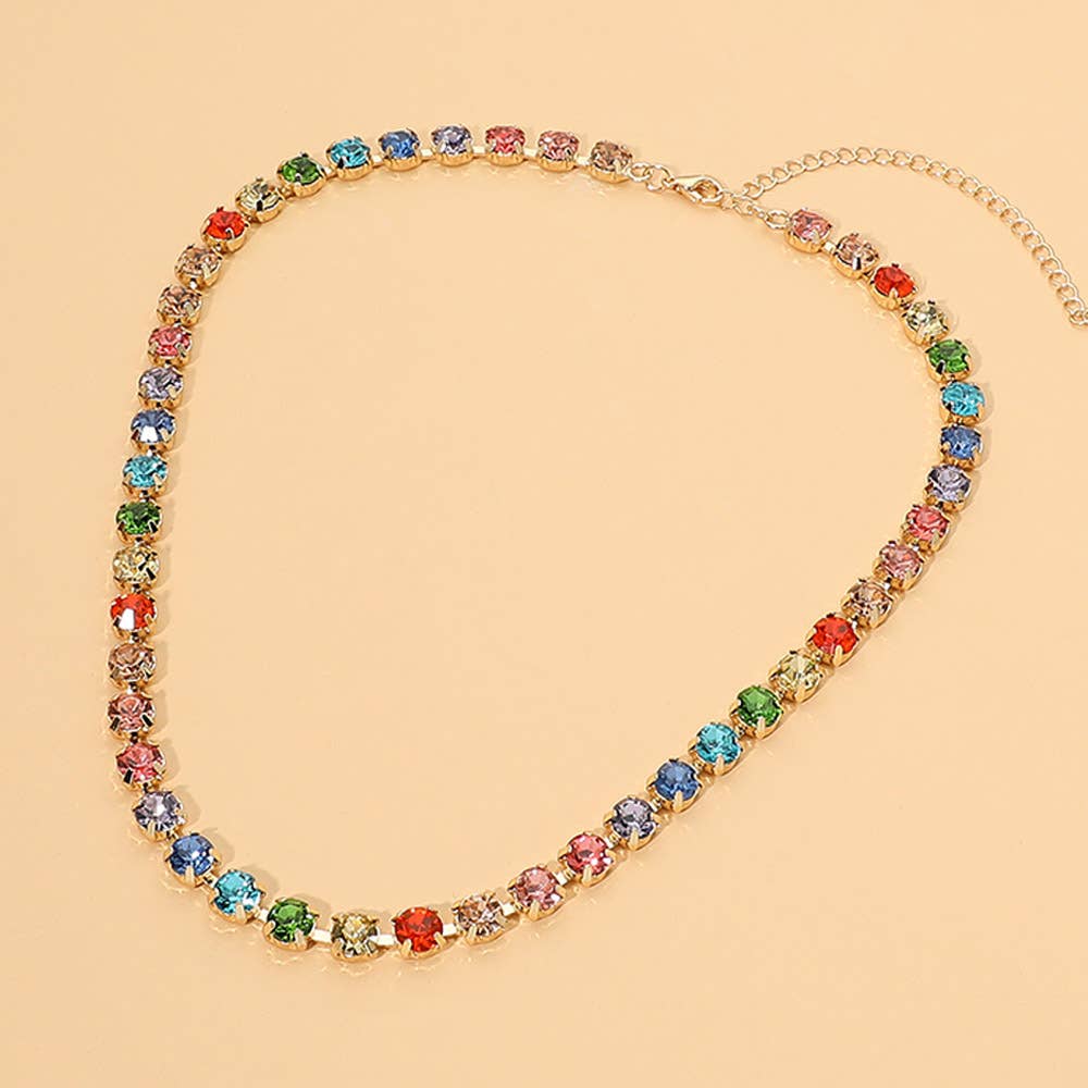 Round Stone Link Statement Necklace
