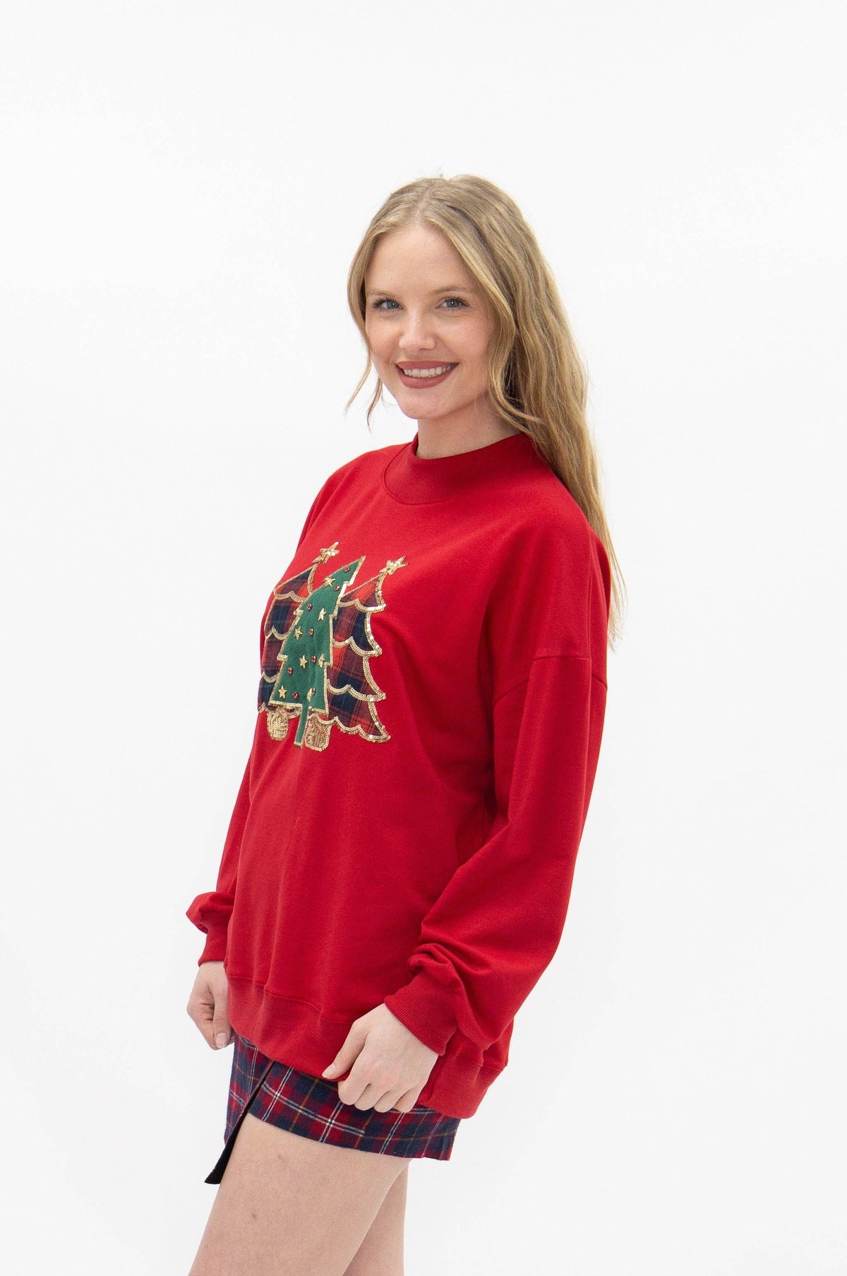 Red Festive Forest Sequin Sweatshirt