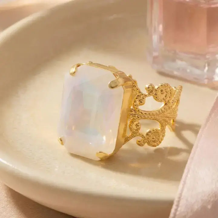Sorrelli Brynn Cocktail Ring - Ultra White Aurora Borealis — view 3