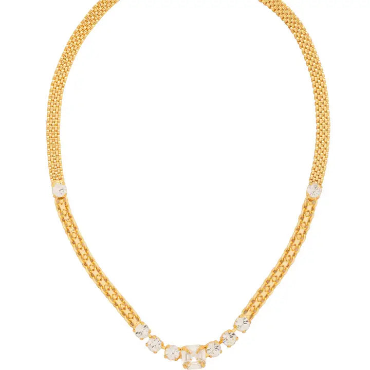 Sorrelli Kimber Tennis Necklace Round Crystals & Square - Crystal