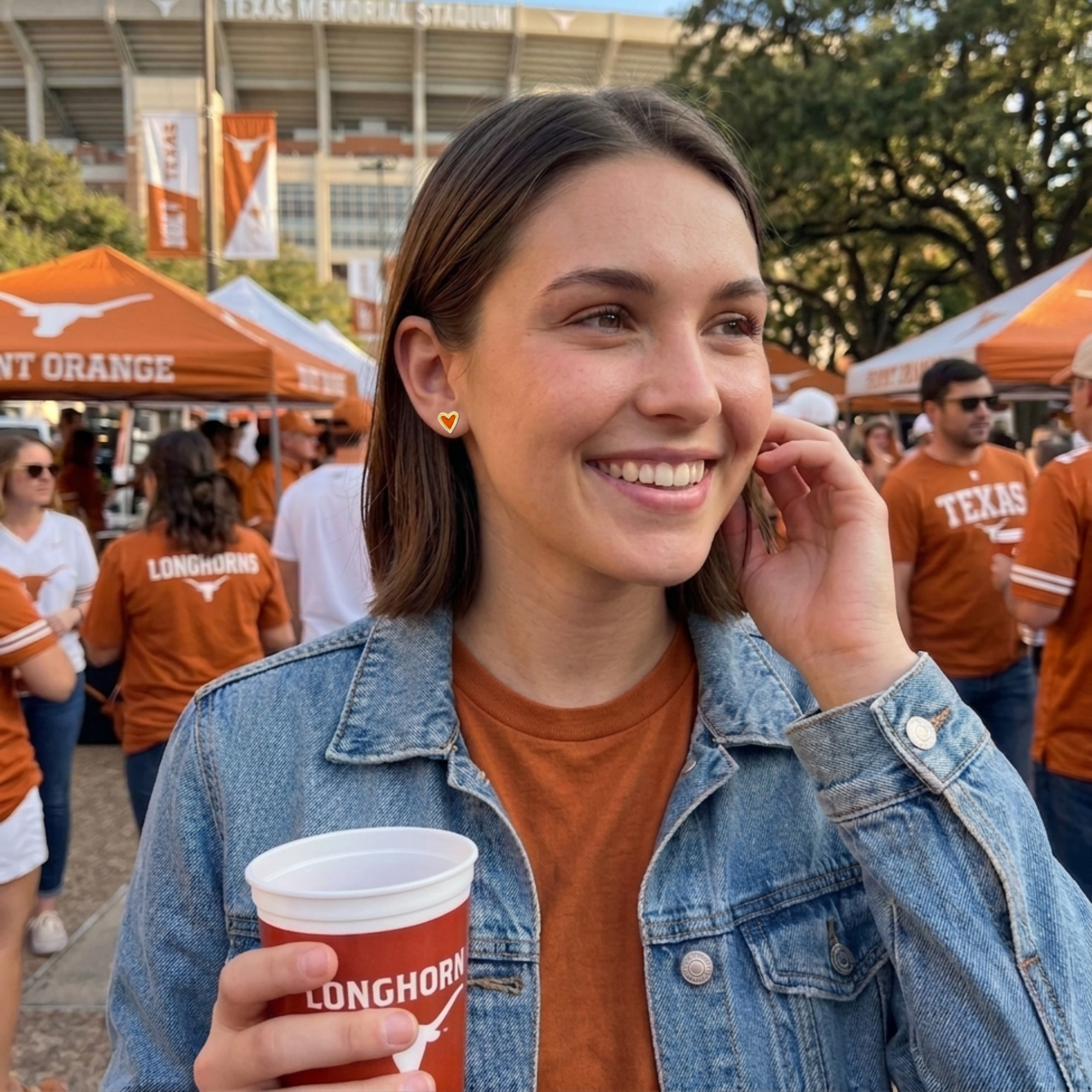 UT Heart Studs on Logo Pennant Flag