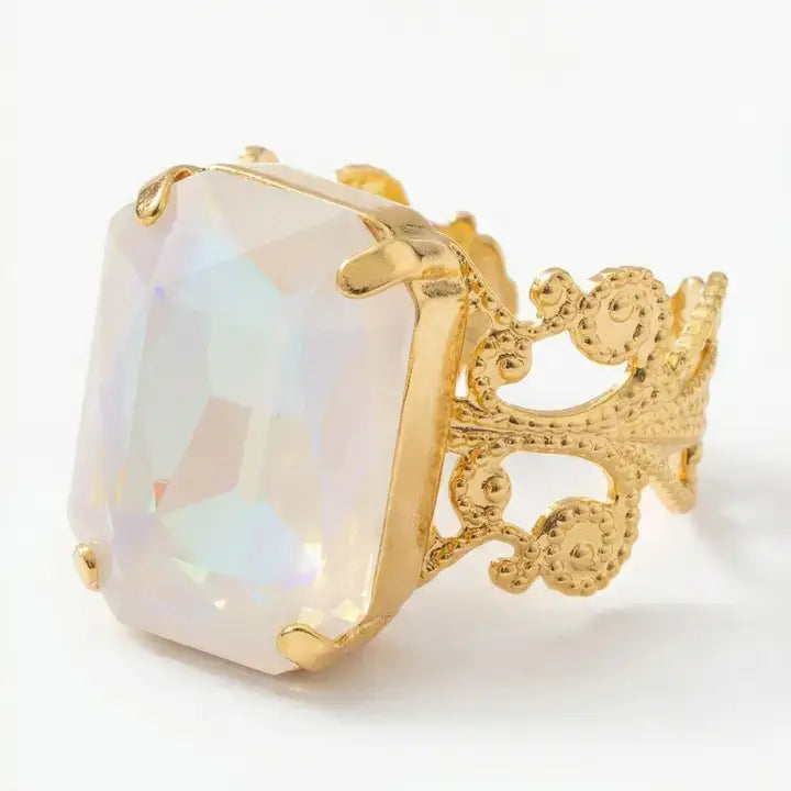 Sorrelli Brynn Cocktail Ring - Ultra White Aurora Borealis