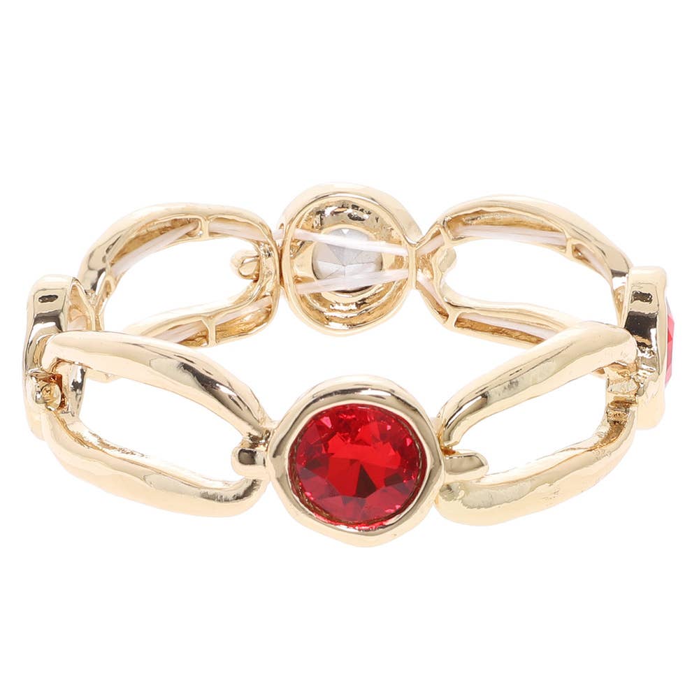 Open Link Round Center Stretch Bracelet