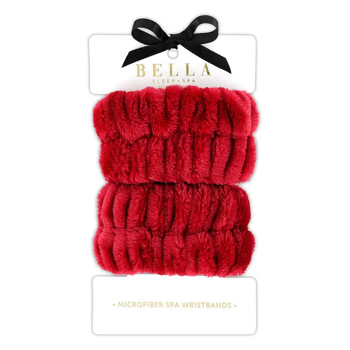 Plush Spa Wristbands - Burgundy
