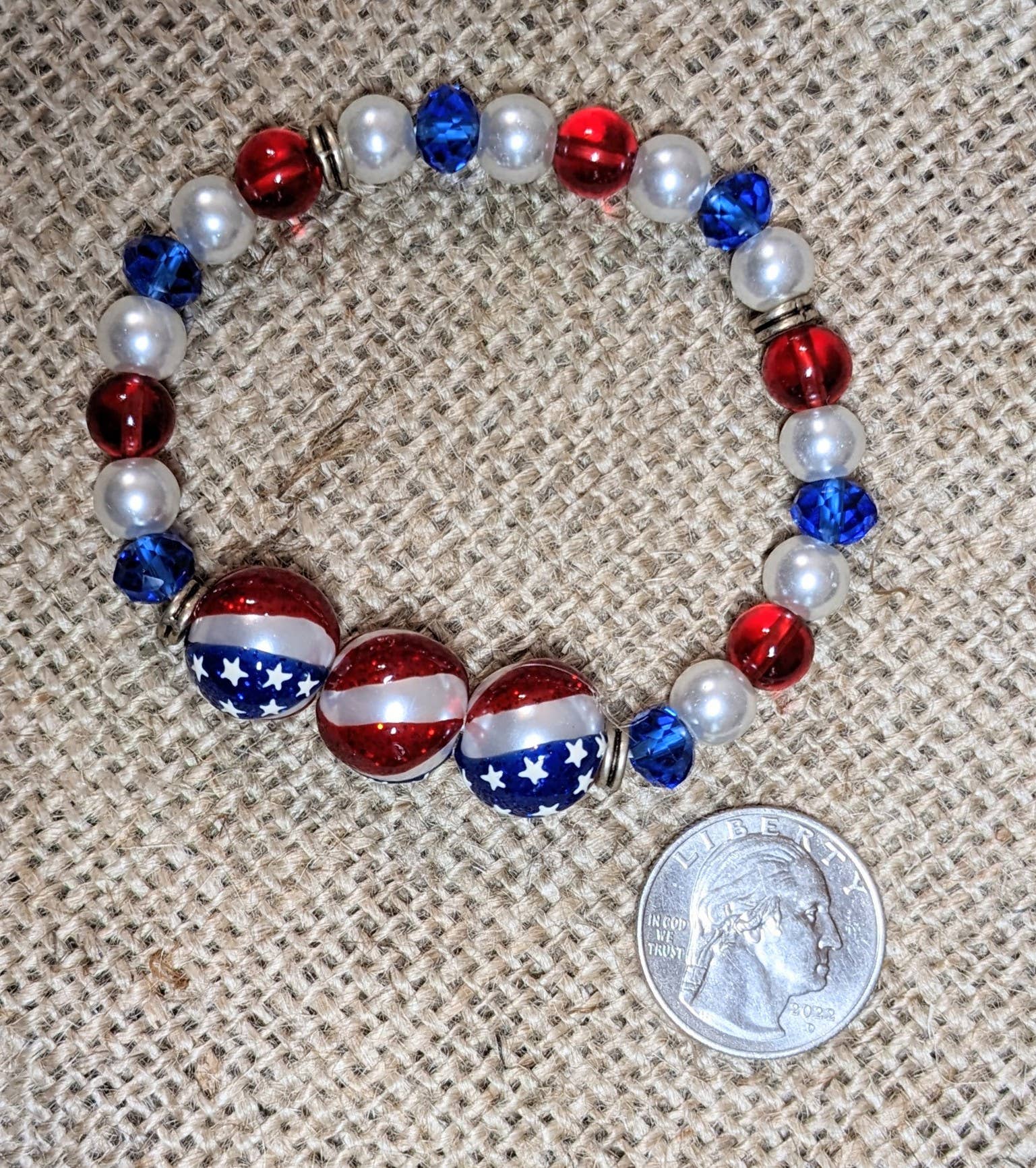 4th of July, Red White Blue Patriotic Stretch Bracelet