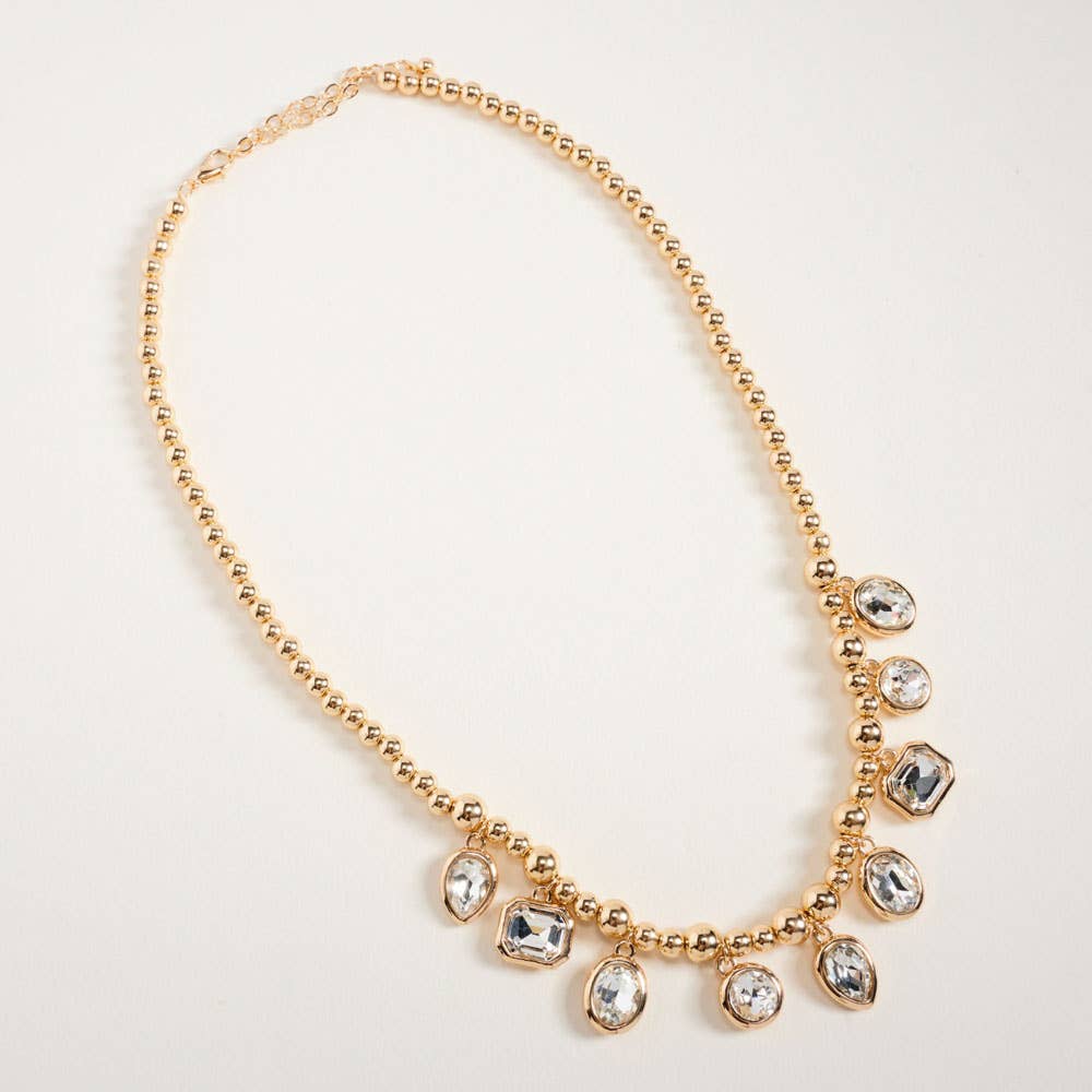 Crystal Beaded Ball Chain Necklace