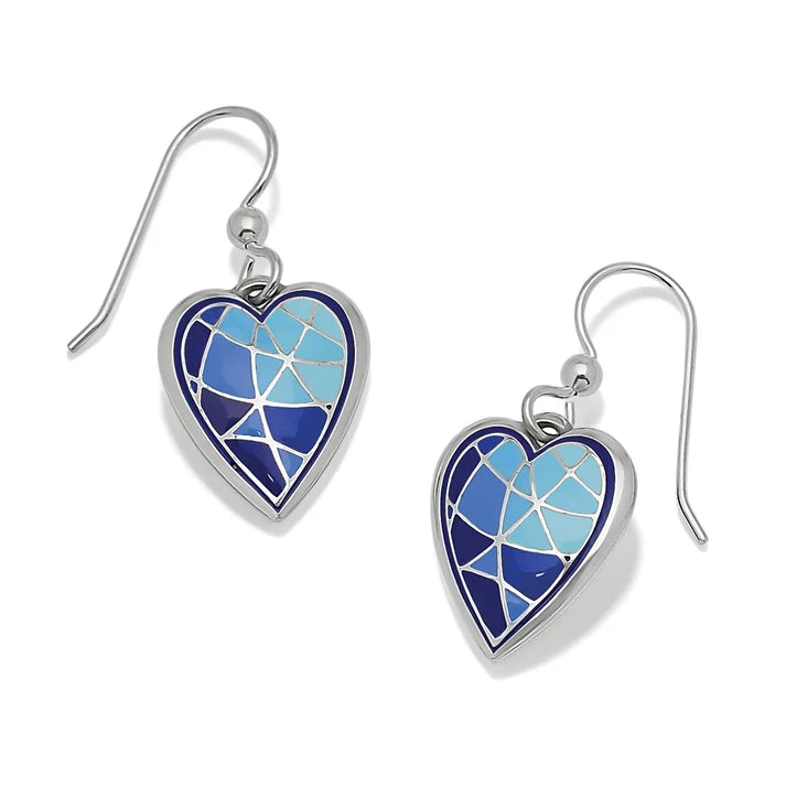 Brighton Colormix Heart Blues french wire earrings in silver with blue enamel hearts