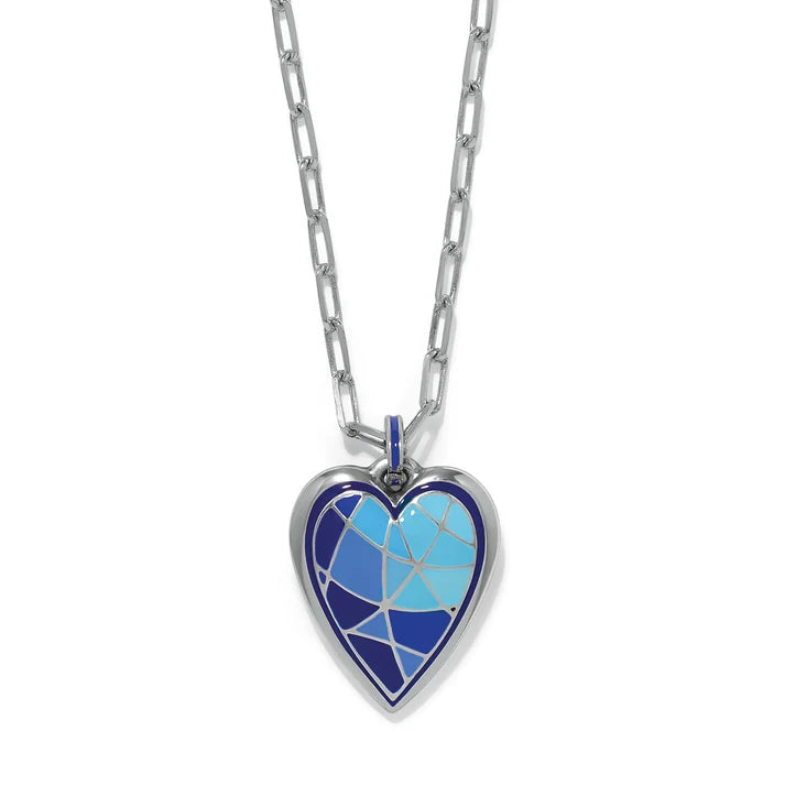 Brighton Colormix Heart Blues petite necklace in silver with blue enamel heart pendant