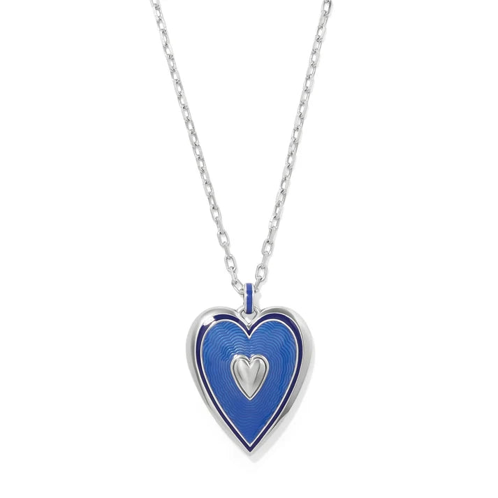 Brighton Colormix Heart Blues petite necklace in silver with blue enamel heart pendant, additional view